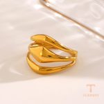 جزییات رکاب و طراحی انگشتر آبکاری طلای ۱۸ عیار کد R1254