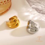 زاویه دیگر انگشتر استیل ضدزنگ آبکاری طلای ۱۸ عیار برند مایا استون کد R1268