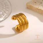تصویر محصول انگشتر هندسی آبکاری طلای ۱۸ عیار PVD نگین‌دار برند مایا استون کد R1270