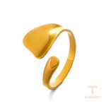 تصویر محصول انگشتر هندسی آبکاری طلای ۱۸ عیار نگین‌دار برند مایا استون کد R1276