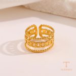 جزییات رکاب و طراحی انگشتر آبکاری طلای ۱۸ عیار کد R1282