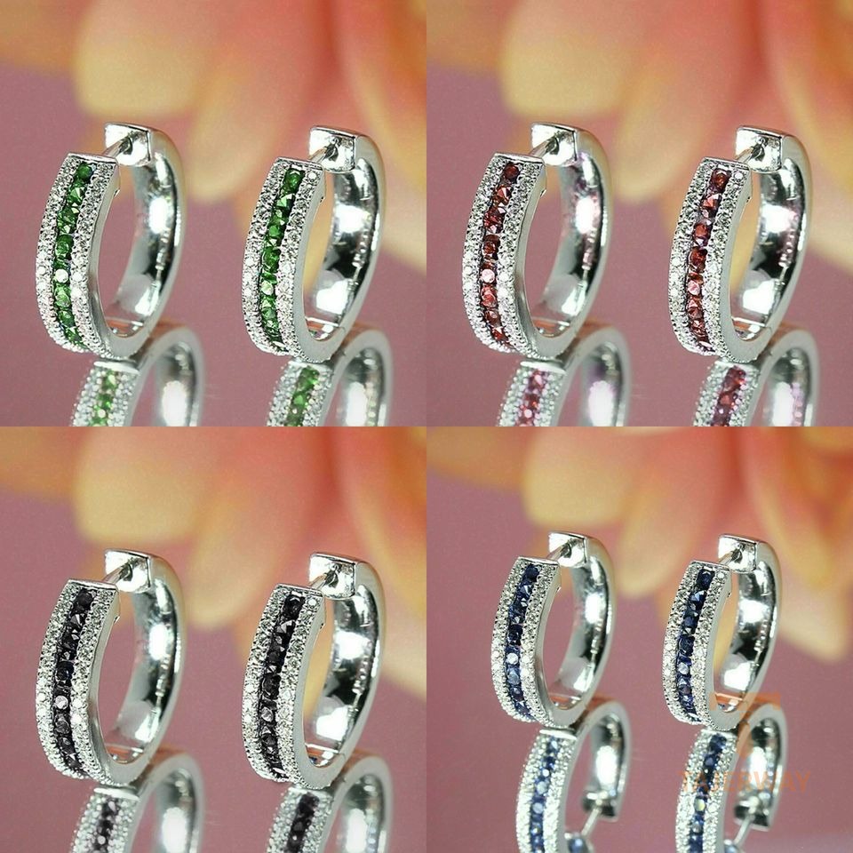 گوشواره مس ضد حساسیت آبکاری طلای ۱۸ عیار نگین اتمی برند مایا استون کد MY0037