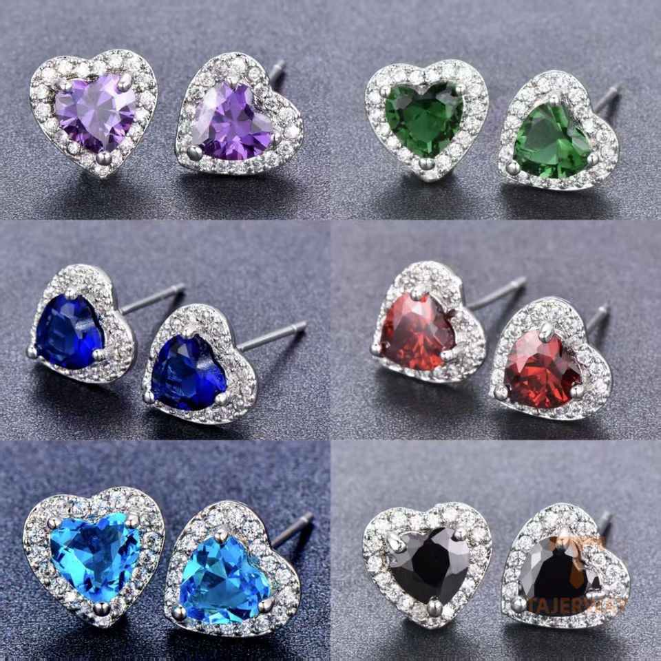 گوشواره مس ضد حساسیت آبکاری طلای ۱۸ عیار نگین اتمی برند مایا استون کد MY0040