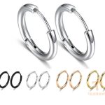 گوشواره حلقه‌ای | گوشواره میخی استیل ضدزنگ آبکاری طلای ۱۸ عیار بدون نگین برند مایا استون کد MY005
