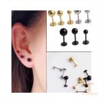 گوشواره استیل ضدزنگ آبکاری طلای ۱۸ عیار نگین اتمی برند مایا استون کد MY005