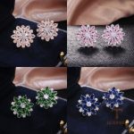 نمای نزدیک گوشواره میخی آبکاری طلای سفید (رادیوم) نگین اتمی برند مایا استون کد MY005