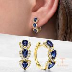 زاویه دیگر گوشواره آویز مس ضد حساسیت آبکاری طلای ۱۸ عیار برند مایا استون کد MY005