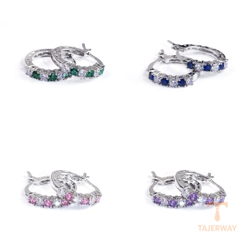 گوشواره میخی مس ضد حساسیت آبکاری طلای ۱۸ عیار نگین اتمی برند مایا استون کد MY0052