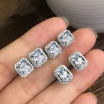 نمای مدل قفل و اتصالات گوشواره میخی آبکاری طلای سفید (رادیوم) کد MY009