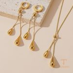 گوشواره استیل ضدزنگ آبکاری طلای ۱۸ عیار نگین‌دار برند مایا استون کد MAYA-1601027009139