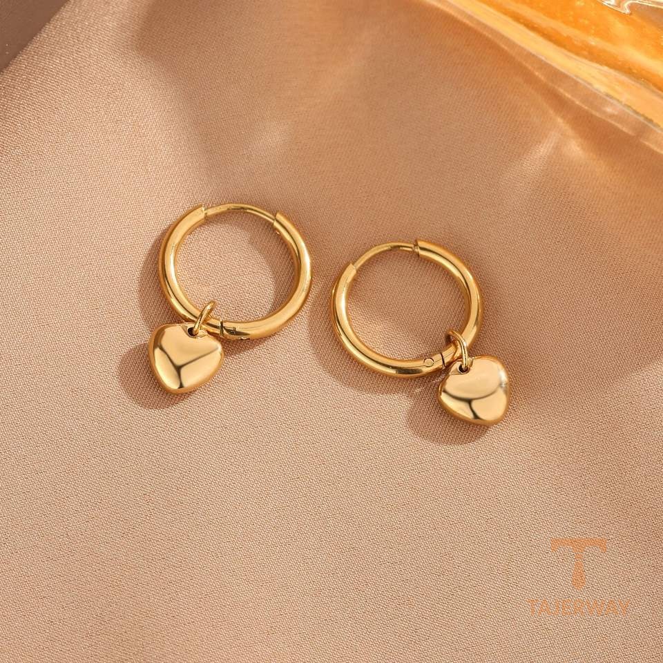 زاویه دیگر گوشواره استیل ضدزنگ آبکاری طلای ۱۸ عیار برند مایا استون کد N215