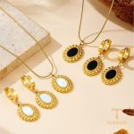 گوشواره استیل ضدزنگ آبکاری طلای ۱۸ عیار برند مایا استون کد MAYA-1601388573273