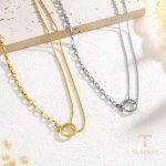 نمای نزدیک دستبند آبکاری طلای ۱۸ عیار نگین‌دار برند مایا استون کد MAYA-1601388467955