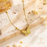 تصویر محصول گوشواره طرح پروانه آبکاری طلای ۱۸ عیار نگین‌دار برند مایا استون کد MAYA-1601388537346