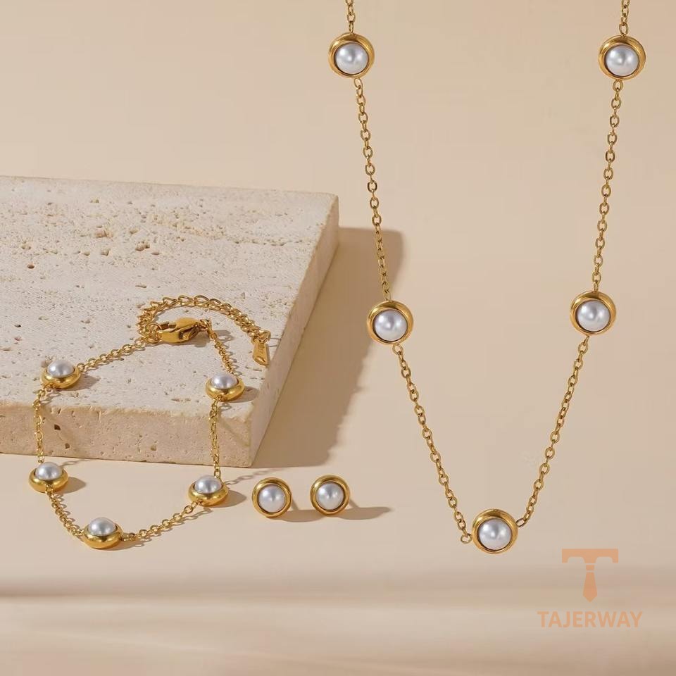 گوشواره استیل ضدزنگ آبکاری طلای ۱۸ عیار مروارید مصنوعی برند مایا استون کد MAYA-1601169607473
