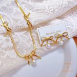 تصویر محصول گوشواره طرح پروانه | طرح پاپیون | هندسی آبکاری طلای ۱۸ عیار مروارید مصنوعی برند مایا استون کد MAYA-1601521143729