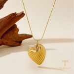 ست گردنبند و گوشواره طرح قلب با آبکاری طلای ۱۸ عیار برند مایا استون - تصویر 7
