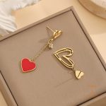 گوشواره استیل ضدزنگ آبکاری طلای ۱۸ عیار نگین‌دار برند مایا استون کد MAYA-1601221682825